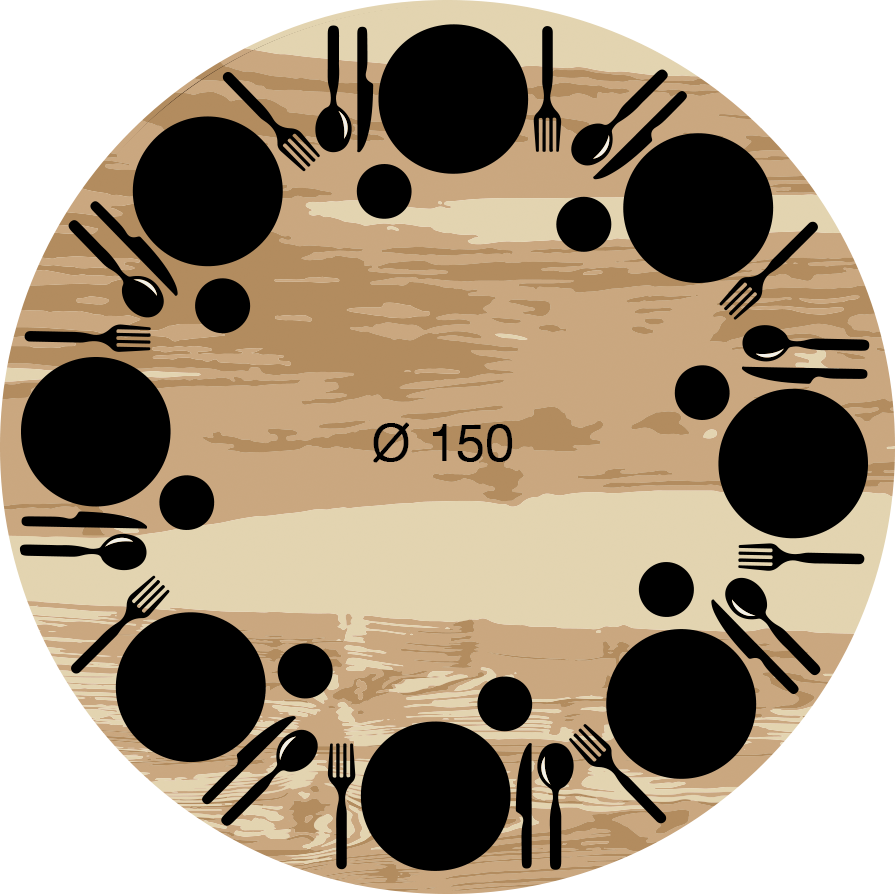 Table ronde 150cm  6-8 pers