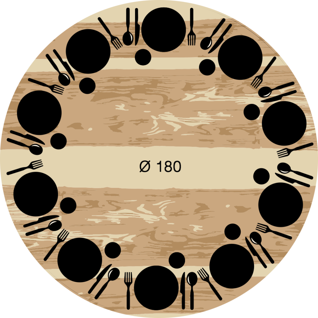 Table ronde 180cm 8-10 pers